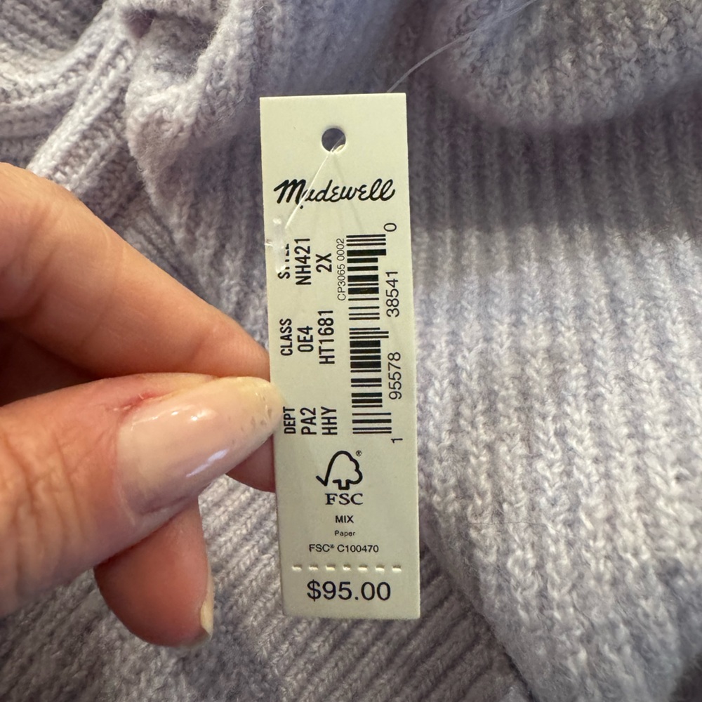 Madewell NWT Melwood Square-Neck Pullover Sweater in Coziest Yarn 2x Lavender - Picture 8 of 9